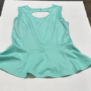 Fashion Magazine Sleeveless Aqua Peplum Top Size 1XL